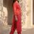 Red women leheriya printed mirror work kurta