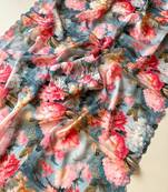 Multicolor satin printed saree with floral print