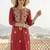 Maroon women floral embroidered thread work kurta
