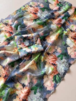 Multicolor satin printed saree with floral print 1