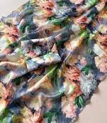 Multicolor satin printed saree with floral print
