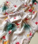Multicolor satin printed saree with floral print
