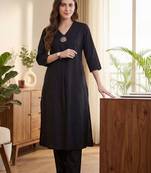 Black women regular liva kurta with trousers