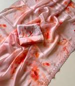 Multicolor satin printed saree with floral print