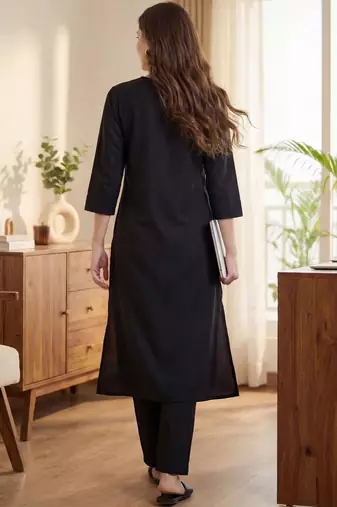 Black women regular liva kurta with trousers
