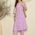 Lavender floral printed v-neck a-line pure cotton kurta with trousers