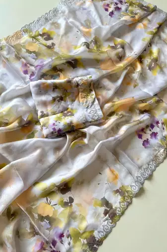 Multicolor satin printed saree with floral print