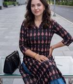 Black women ethnic motifs printed kurta