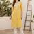 Yellow women floral embroidered thread work kurta