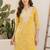 Yellow women floral embroidered thread work kurta