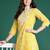 Yellow women floral embroidered thread work kurta
