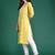 Yellow women floral embroidered thread work kurta