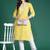Yellow women floral embroidered thread work kurta