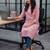 Pink floral printed cotton straight kurta