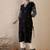 Black women floral embroidered thread work kurta