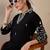 Black women floral embroidered thread work kurta
