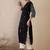 Black women floral embroidered thread work kurta