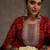 Red women bandhani printed screen print festive straight kurta
