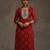 Red women bandhani printed screen print festive straight kurta