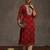 Red women bandhani printed screen print festive straight kurta