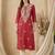 Maroon women floral embroidered thread work kurta