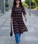 Black women ethnic motifs printed kurta