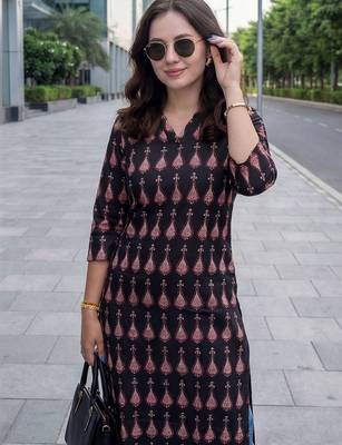 Black women ethnic motifs printed kurta 2