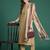 Beige yoke design thread work kurta with trousers & dupatta