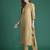 Beige yoke design thread work kurta with trousers & dupatta