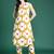 Mustard women printed pleated pure cotton kurta with trousers