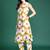 Mustard women printed pleated pure cotton kurta with trousers