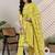 Lime green women floral printed regular pure cotton kurta with trousers & with dupatta