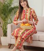 Multicolor women printed regular pure cotton kurta with palazzos