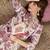 Off white floral printed round neck straight kurta