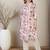 Off white floral printed round neck straight kurta