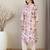 Off white floral printed round neck straight kurta