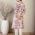 Off white floral printed round neck straight kurta