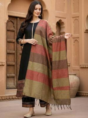 Black women regular patchwork liva kurta with palazzos & with dupatta 1