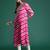 Pink leheriya printed gotta patti detailed embroidered georgette kurta