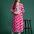 Pink leheriya printed gotta patti detailed embroidered georgette kurta