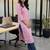 Pink floral printed cotton straight kurta