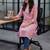 Pink floral printed cotton straight kurta