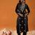 Black ethnic motifs embroidered straight kurta