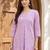 Lavender women floral printed regular pure cotton kurta with trousers