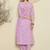 Lavender women floral printed regular pure cotton kurta with trousers