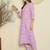 Lavender women floral printed regular pure cotton kurta with trousers
