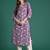 Purple floral printed pure cotton kurta