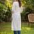 White floral embroidered thread work straight kurta