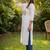 White floral embroidered thread work straight kurta