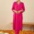 Pink women ethnic motifs embroidered regular sequinned straight kurta with trousers